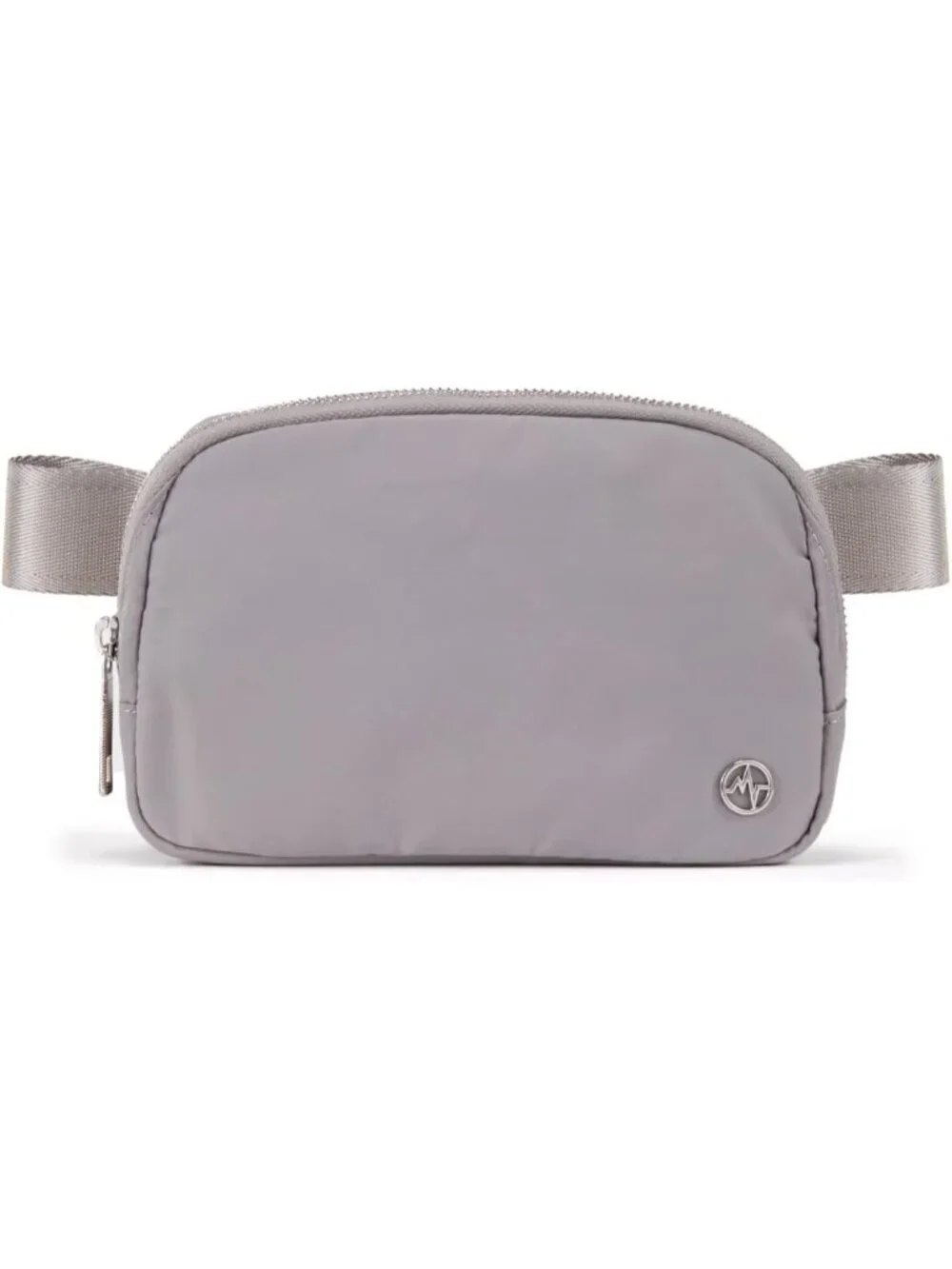Men's Light Grey Crossbody Belt Bag Wide Zipper Adjustable Strap 3-Pockets